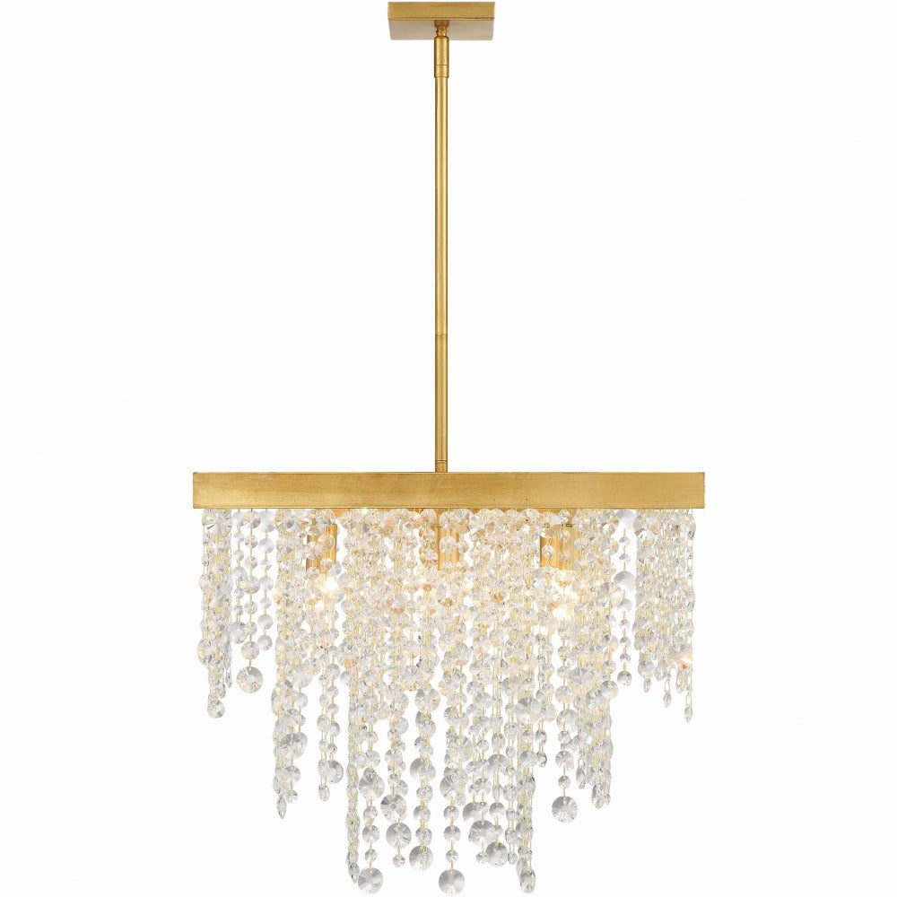 Mini Antique Gold Crystal Chandelier with Hand Cut Strands