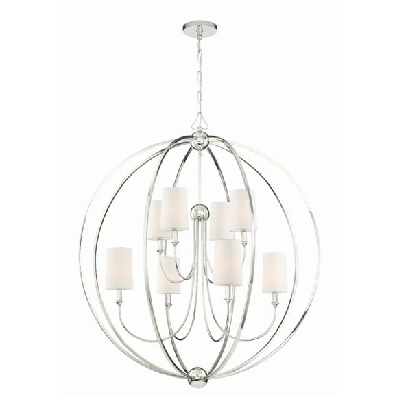 Eight Light 2-Tier Chandelier With Silk Fabric Shades In Classic Style 40 Inches Wide By 46 Inches High     -Traditional Installation Crystorama