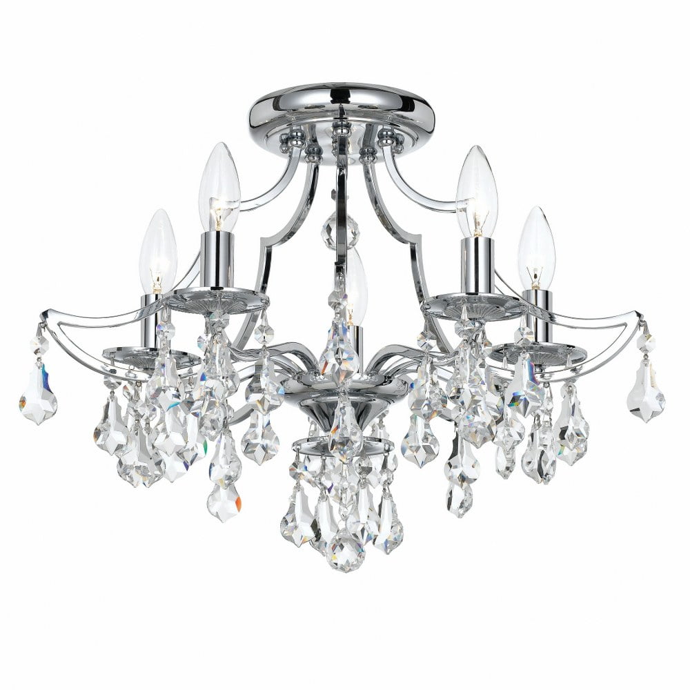 Cedar Polished Chrome Faceted Crystal Flush Mount Light