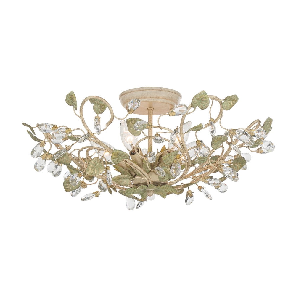4840-CT Crystorama Lighting Josie Floral 3 Light Ceiling Mount In Classic Style - 20.5 Inches Wide By 8.75 Inches High