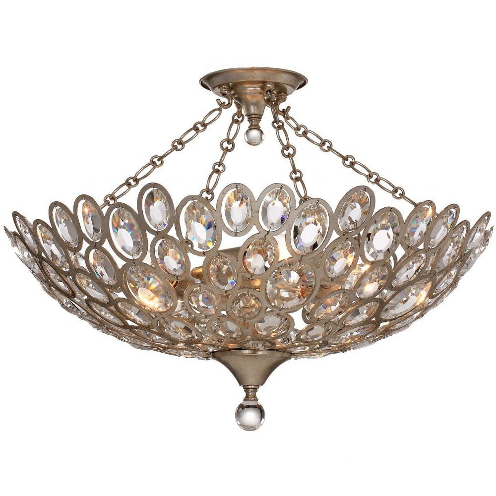 Distressed Twilight Crystal 5-Light Indoor Bowl Ceiling Mount