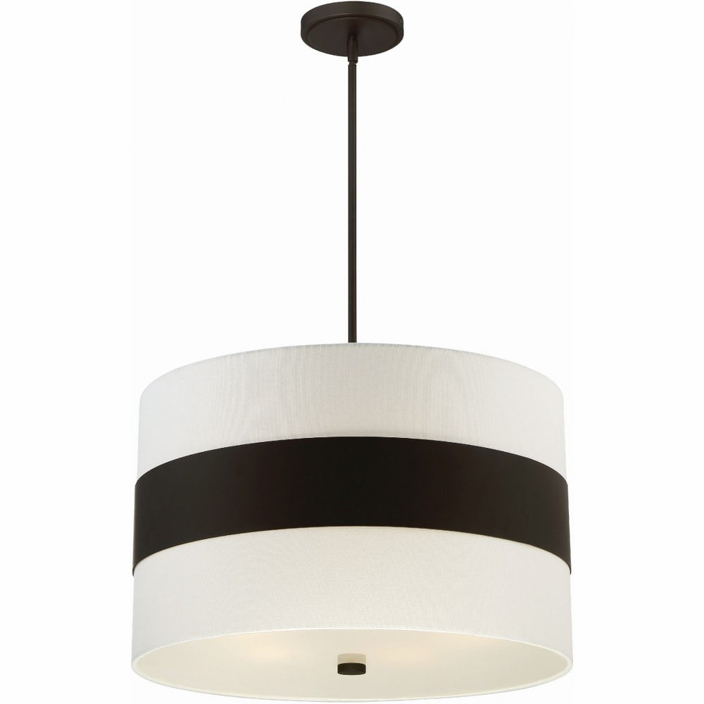 Grayson Dark Bronze and Cream Silk Pendant Light