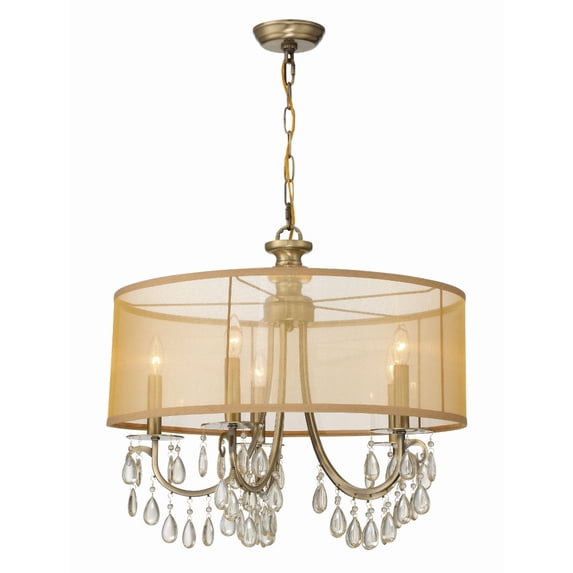 5625-AB Crystorama Lighting Hampton - Five Light Chandelier in Minimalist Style - 24 Inches Wide by 23 Inches High-Antique Brass Finish