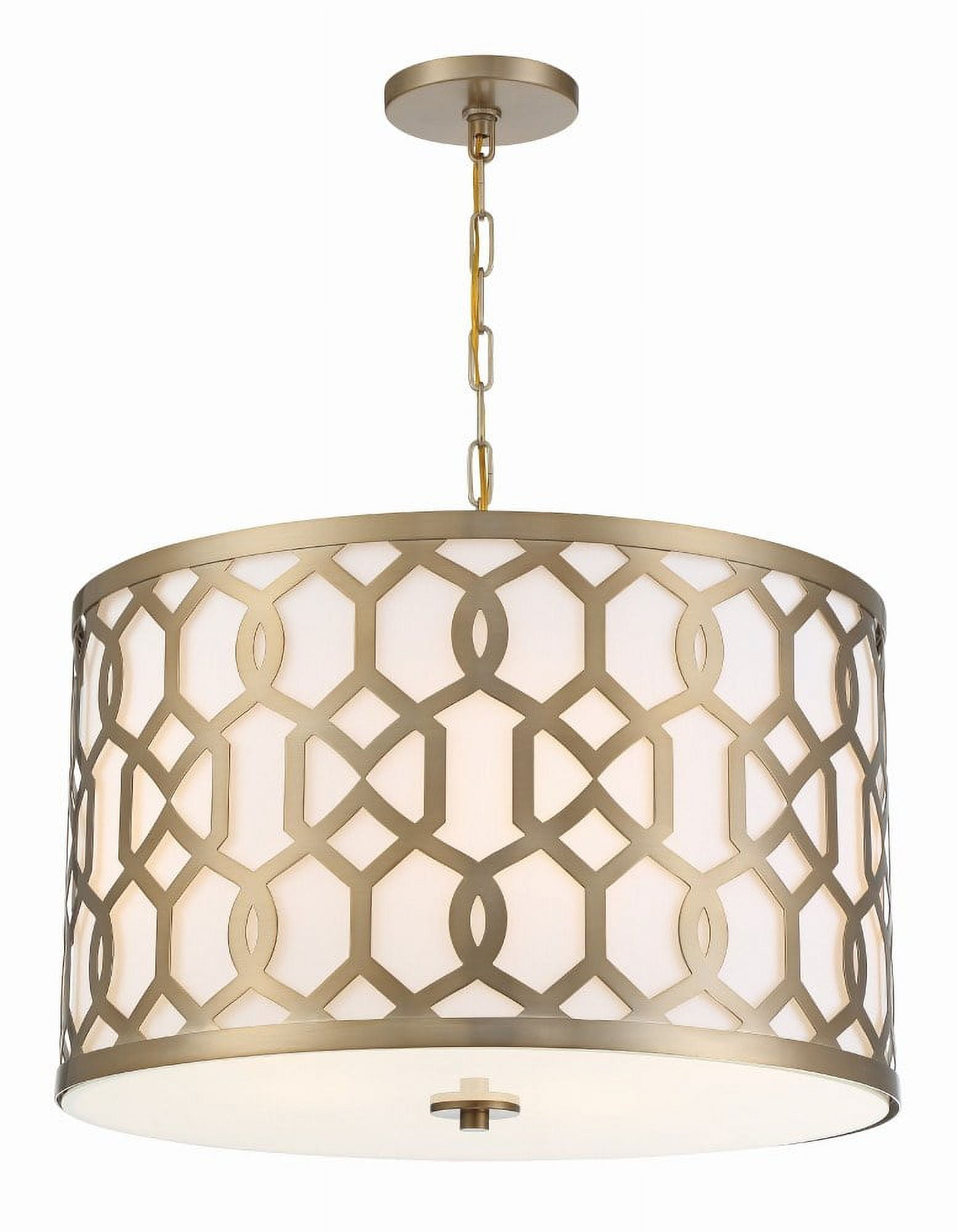 Aged Brass Elegance 5-Light Chandelier with White Silk Shade