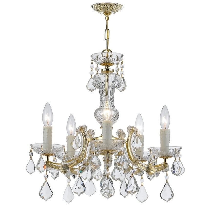 Gold and Clear Crystal Mini Chandelier with 5 Lights