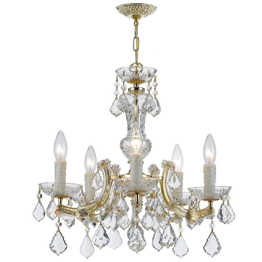 Gold and Clear Crystal Mini Chandelier with 5 Lights