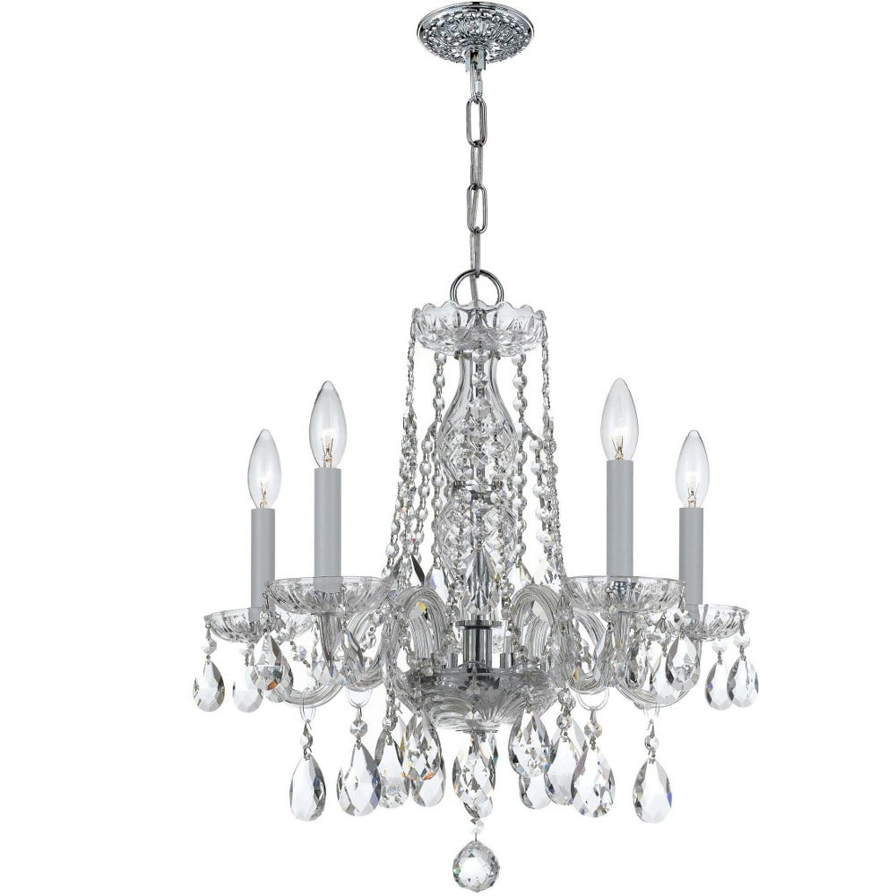 Polished Chrome Mini Crystal Candle Chandelier with 5 Lights