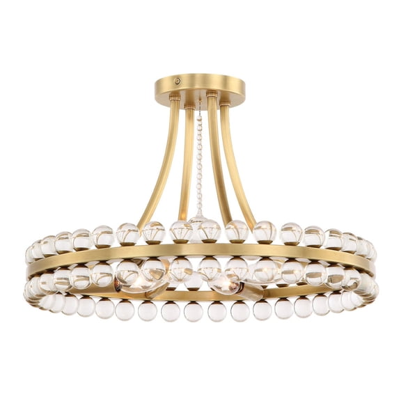 CLO-8894-AG Crystorama Lighting Clover - Four Light Flush Mount-Aged Brass Finish