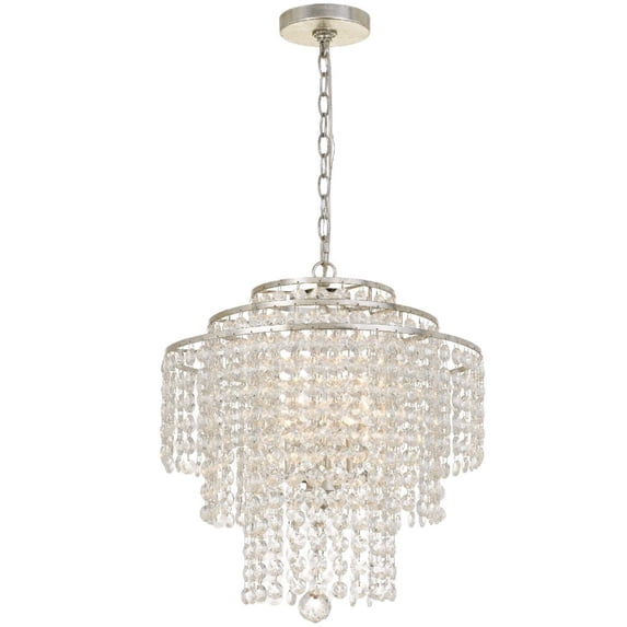 ARI-304-SA-CL-MWP Crystorama Lighting Arielle - Three Light Chandelier in Traditional and Contemporary Style - 18 Inches Wide by 20.5 Inches High-Hand