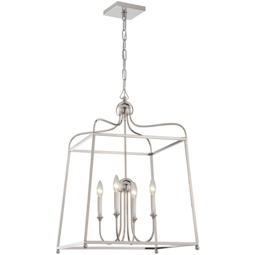 Sylvan Polished Nickel Crystal 4-Light Taper Candle Chandelier