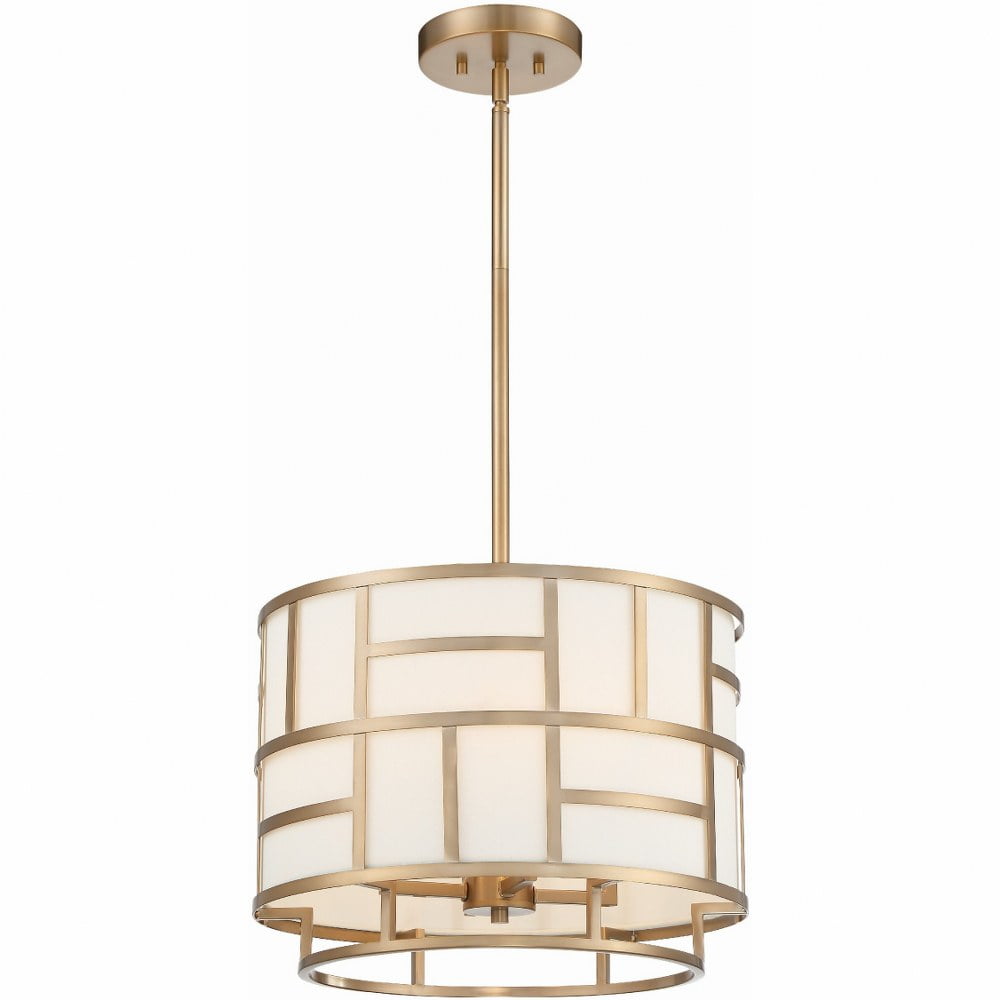 Vibrant Gold Mini Drum Chandelier with White Silk Shade