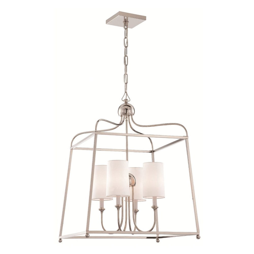 Elegant Sylvan Polished Nickel & Crystal 4-Light Chandelier