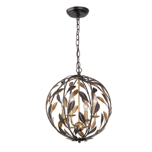 504-EB-GA Crystorama Lighting Broche - 4 Light Chandelier in Traditional and Contemporary Style - 16 Inches Wide by 18.75 Inches High-English