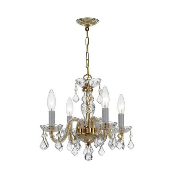 1064-PB-CL-MWP Crystorama Lighting Crystal - Four Light Mini Chandelier in Traditional and Contemporary Style - 15 Inches Wide by 12 Inches High-Hand