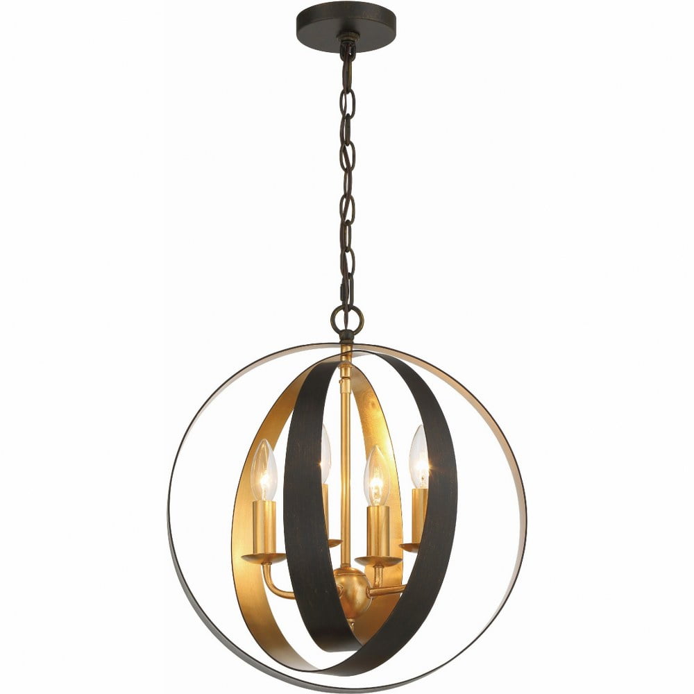 Luna English Bronze & Antique Gold Mini Crystal Chandelier