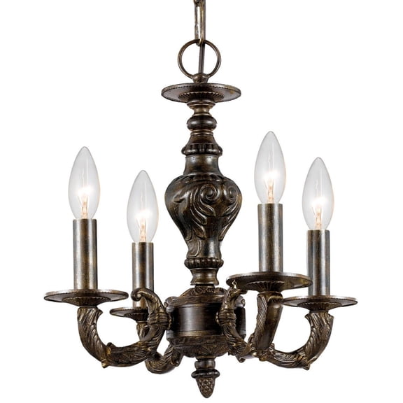 Crystorama Paris Market 4 Light Bronze Mini Chandelier - 13.5'' W x 14'' H