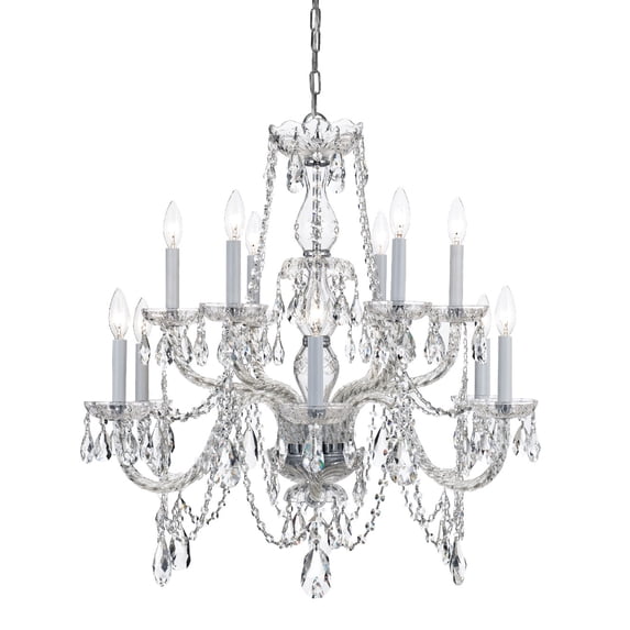 1135-CH-CL-S-Crystorama Lighting-Crystal - Twelve Light 2-Tier Chandelier in Classic Style - 31 Inches Wide by 26 Inches High-Swarovski Strass Crystal