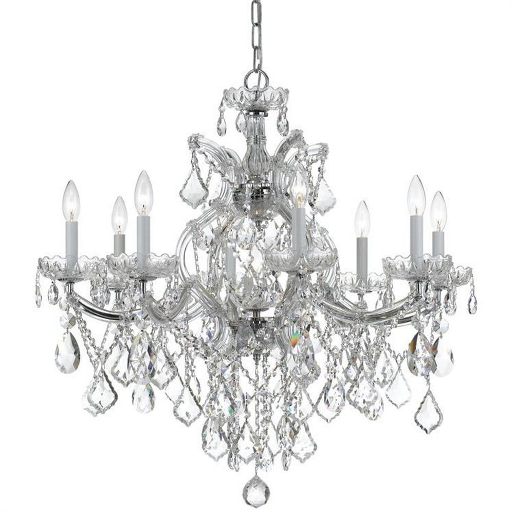 Maria Theresa 28'' Polished Chrome and Crystal 9-Light Chandelier