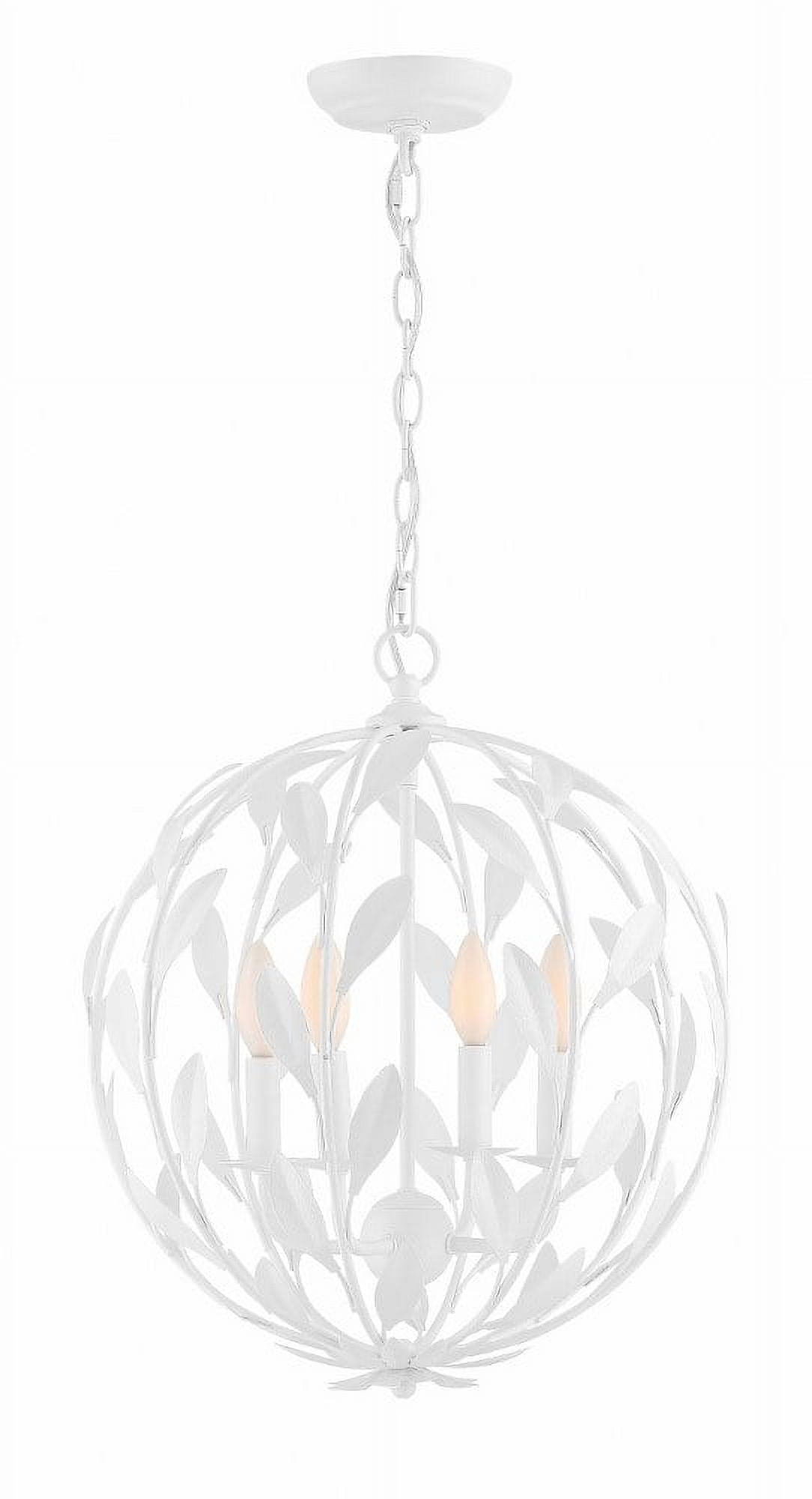Matte White Mini Wrought Iron 4-Light Chandelier