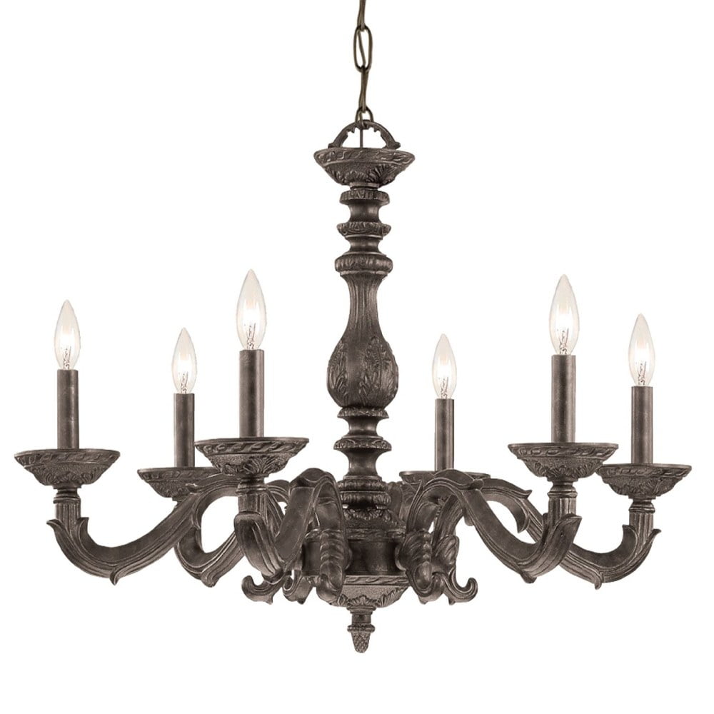 Venetian Bronze 6-Light Candle Chandelier with Crystal Accents
