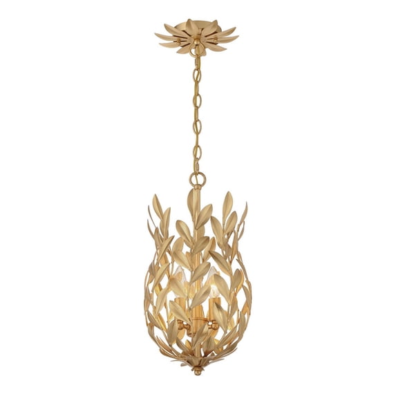 563-GA Crystorama Lighting Broche - 3 Light Pendant-19 Inch Tall and 9.5 Inch Wide-Antique Gold Finish