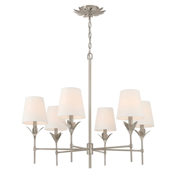 568-SA Crystorama Lighting Broche - 6 Light Chandelier-28 Inch Tall and 32 Inch Wide-Antique Silver Finish
