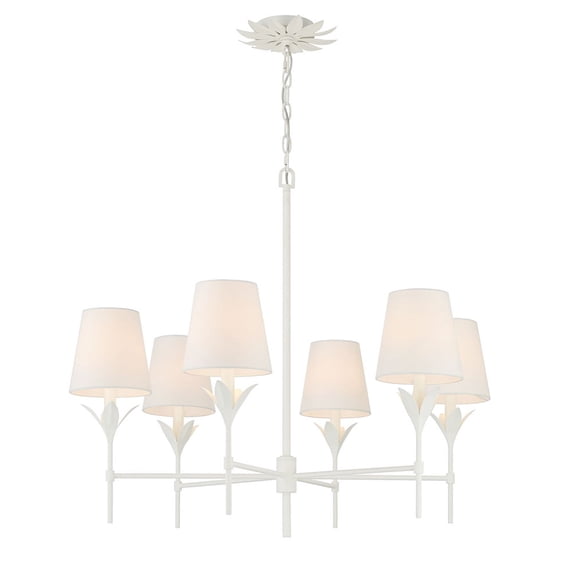 568-MT Crystorama Lighting Broche - 6 Light Chandelier-28 Inch Tall and 32 Inch Wide-Matte White Finish