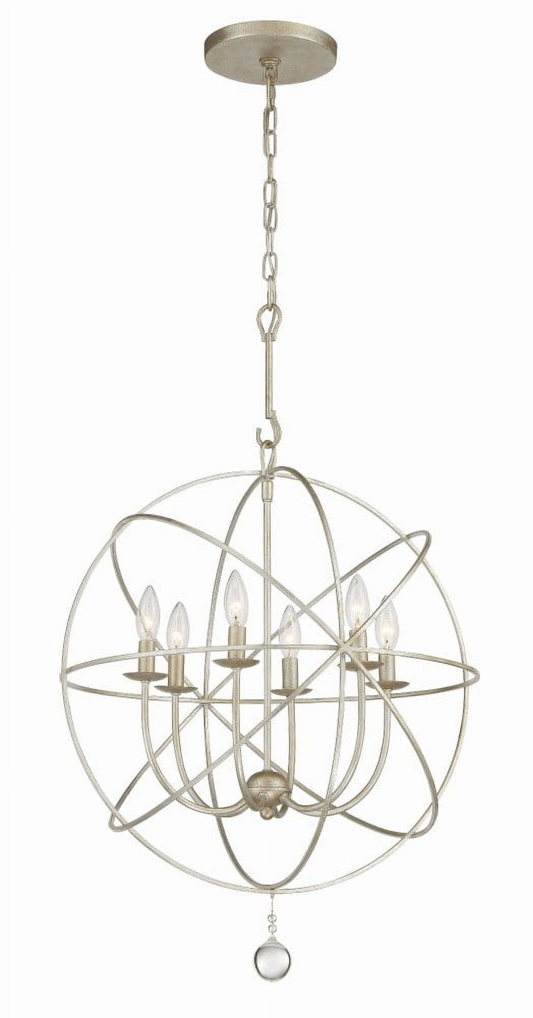 Olde Silver Sphere Cage Chandelier with Clear Glass Drops
