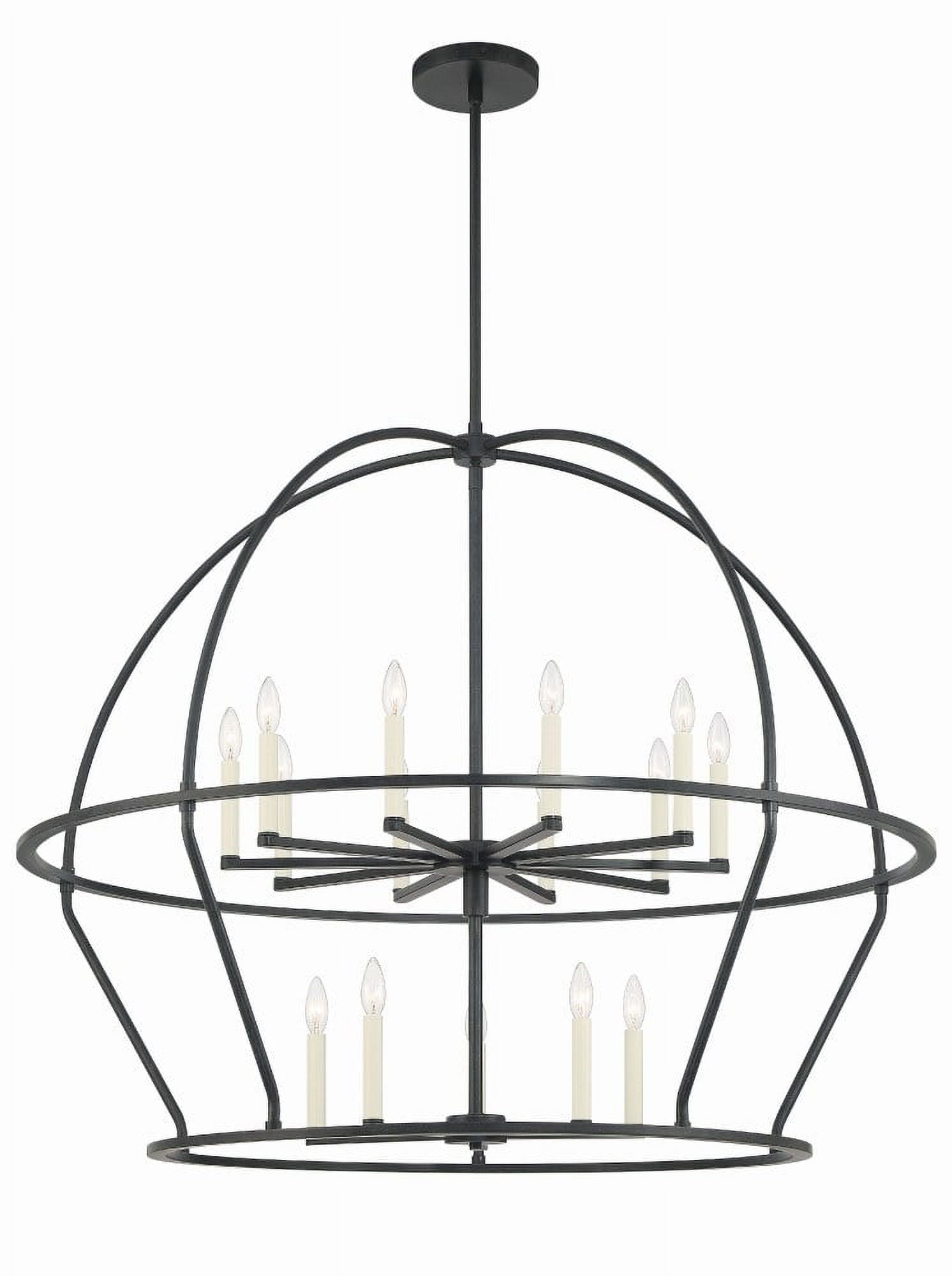 Abbott Black Steel 15-Light Farmhouse Chandelier