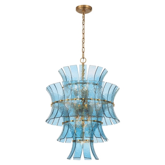 ABI-2006-AG-BL Crystorama Lighting Abigail - 13 Light Chandelier-31.5 Inch Tall and 22.25 Inch Wide-Aged Brass Finish-Blue Glass Color