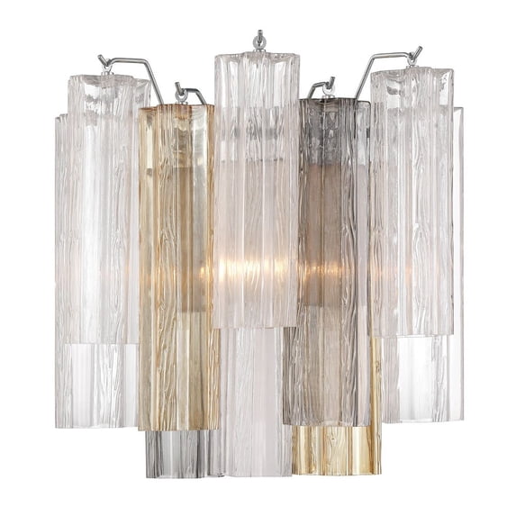 ADD-303-CH-AU Crystorama Lighting Addis - 2 Light Wall Sconce-14.5 Inch Tall and 14.5 Inch Wide-Polished Chrome Finish-Autumn Glass Color