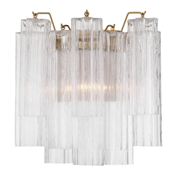 ADD-303-AG-CL Crystorama Lighting Addis - 2 Light Wall Sconce-14.5 Inch Tall and 14.5 Inch Wide-Aged Brass Finish-Clear Glass Color