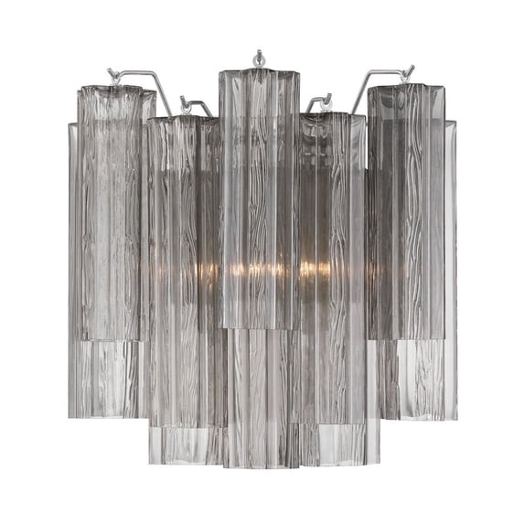 ADD-303-CH-SM Crystorama Lighting Addis - 2 Light Wall Sconce-14.5 Inch Tall and 14.5 Inch Wide-Polished Chrome Finish-Smoke Glass Color