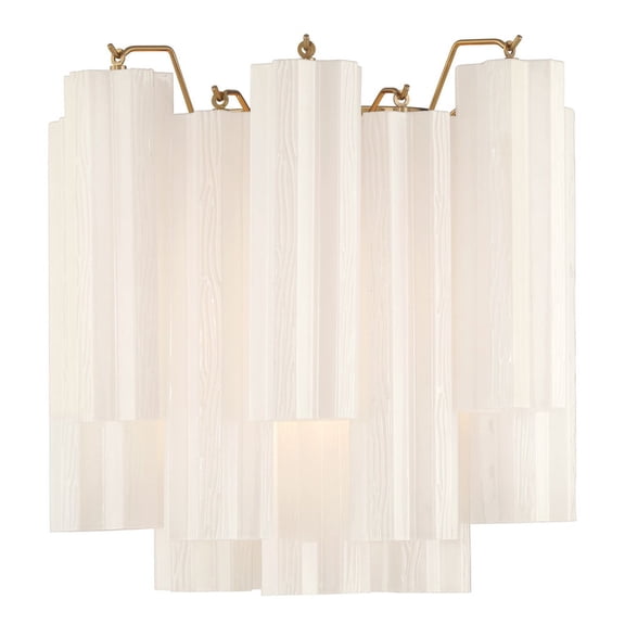 ADD-303-AG-WH Crystorama Lighting Addis - 2 Light Wall Sconce-14.5 Inch Tall and 14.5 Inch Wide-Aged Brass Finish-White Glass Color