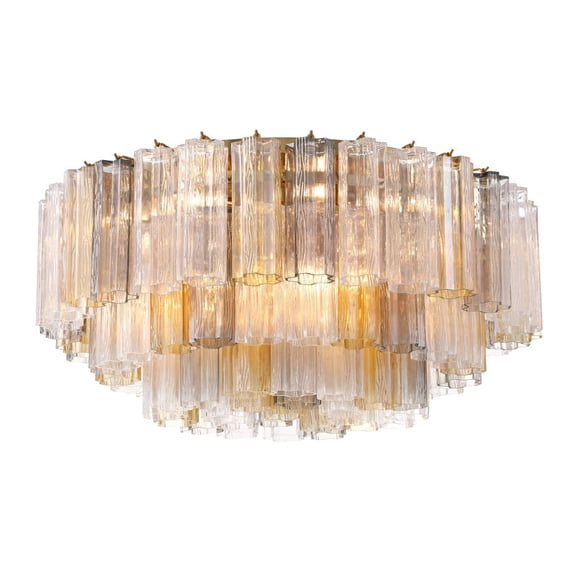 ADD-331-AG-AU Crystorama Lighting Addis - 16 Light Flush Mount-14.5 Inch Tall and 32 Inch Wide-Aged Brass Finish-Autumn Glass Color