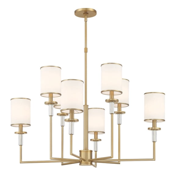 HAT-478-VG Crystorama Lighting Hatfield - 8 Light Chandelier-26 Inch Tall and 33.25 Inch Wide-Vibrant Gold Finish