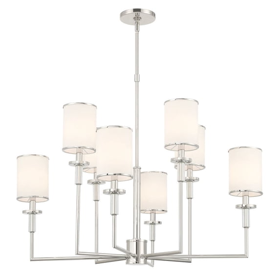 HAT-478-PN Crystorama Lighting Hatfield - 8 Light Chandelier-26 Inch Tall and 33.25 Inch Wide-Polished Nickel Finish