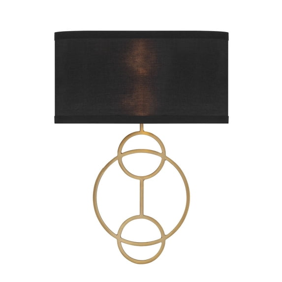 LRL-992-VG-BK Crystorama Lighting Laurel - 2 Light Wall Sconce-14.25 Inch Tall and 10 Inch Wide-Vibrant Gold Finish