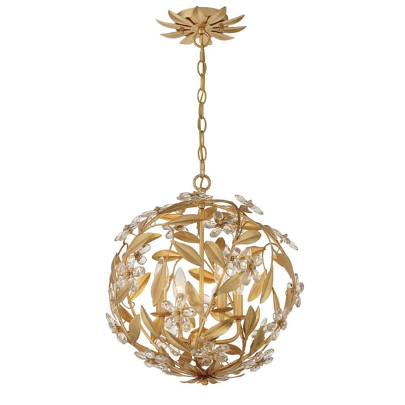MSL-314-GA Crystorama Lighting Marselle - 4 Light Pendant-18 Inch Tall and 16.5 Inch Wide-Antique Gold Finish