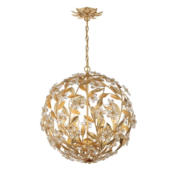 MSL-316-GA Crystorama Lighting Marselle - 6 Light Pendant-23 Inch Tall and 22 Inch Wide-Antique Gold Finish