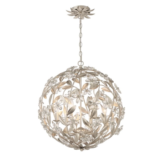 MSL-316-SA Crystorama Lighting Marselle - 6 Light Pendant-23 Inch Tall and 22 Inch Wide-Antique Silver Finish