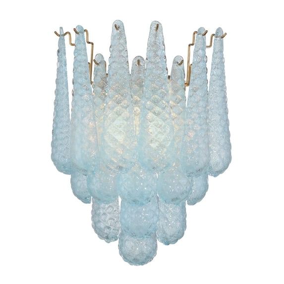 OLL-6002-AG-BL Crystorama Lighting Ollie - 2 Light Wall Sconce-18.75 Inch Tall and 14 Inch Wide-Aged Brass Finish-Blue Glass Color