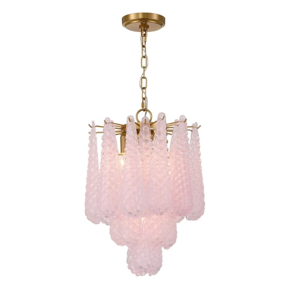 OLL-6004-AG-BH Crystorama Lighting Ollie - 4 Light Pendant-19.25 Inch Tall and 14.25 Inch Wide-Aged Brass Finish-Blush Glass Color