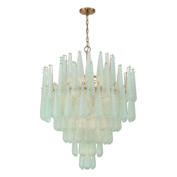 OLL-6008-AG-GR Crystorama Lighting Ollie - 21 Light Chandelier-40.75 Inch Tall and 33.25 Inch Wide-Aged Brass Finish-Green Glass Color