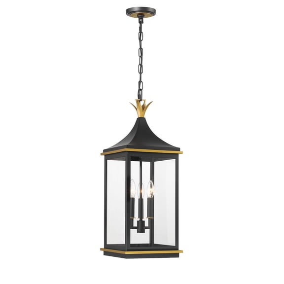 SIM-805-MK-TG Crystorama Lighting Simpson - 3 Light Outdoor Pendant-25 Inch Tall and 10 Inch Wide