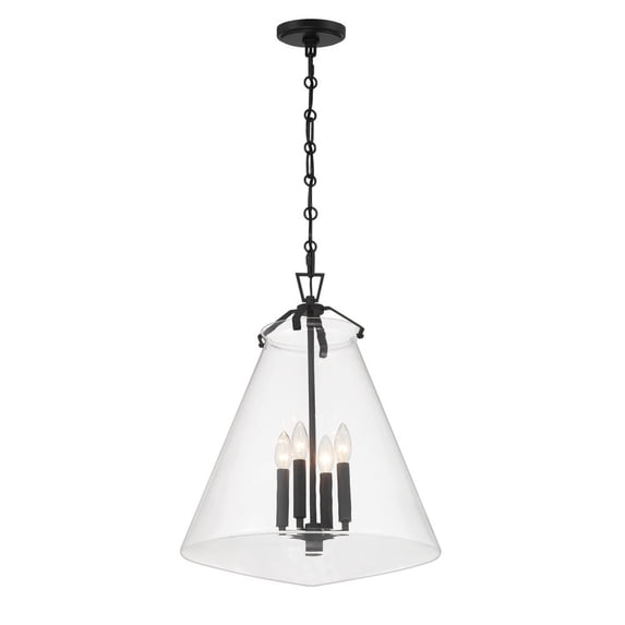 VSS-7018-MK Crystorama Lighting Voss - 4 Light Pendant-22.5 Inch Tall and 18 Inch Wide-Matte Black Finish