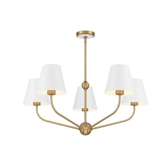 XAV-B9315-VG-WH Crystorama Lighting Xavier - 5 Light Chandelier-12.5 Inch Tall and 28 Inch Wide-Vibrant Gold/White Finish