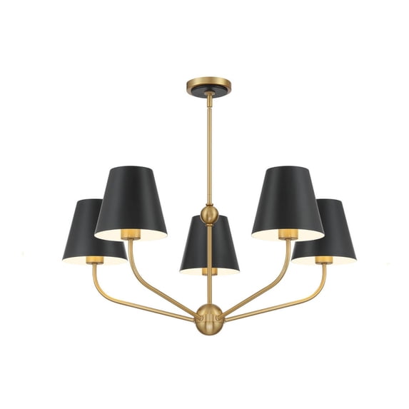 XAV-B9315-VG-MK Crystorama Lighting Xavier - 5 Light Chandelier-12.5 Inch Tall and 28 Inch Wide-Vibrant Gold/Matte Black Finish