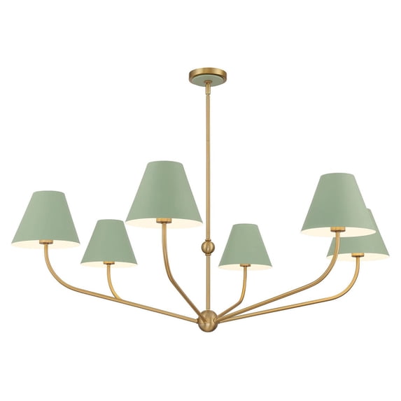 XAV-B9319-VG-GR Crystorama Lighting Xavier - 6 Light Chandelier-16.5 Inch Tall and 48 Inch Wide-Vibrant Gold/Green Finish