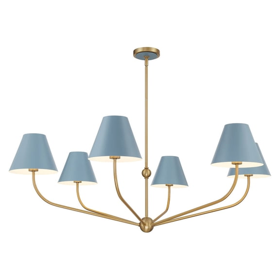XAV-B9319-VG-BL Crystorama Lighting Xavier - 6 Light Chandelier-16.5 Inch Tall and 48 Inch Wide-Vibrant Gold/Blue Finish